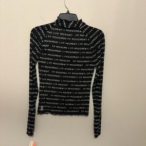 NWT Free People movement Black and White logo Long Sleeve Tee XS